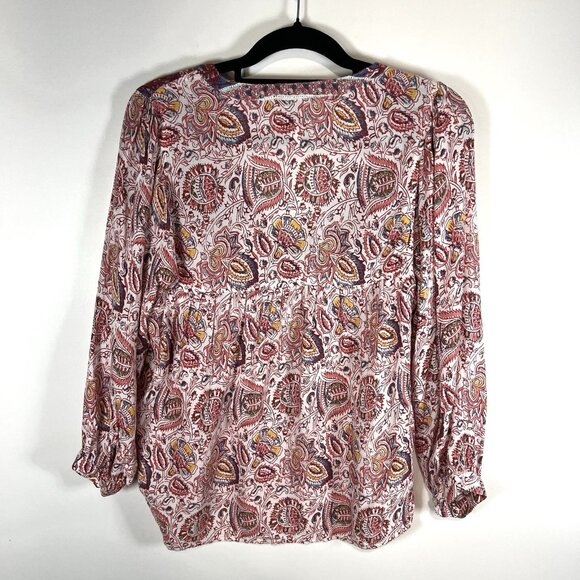 Lucky Brand Boho Peasant Top Size S Paisley Tassel Hippie Beach Vacation Boho - Picture 8 of 10